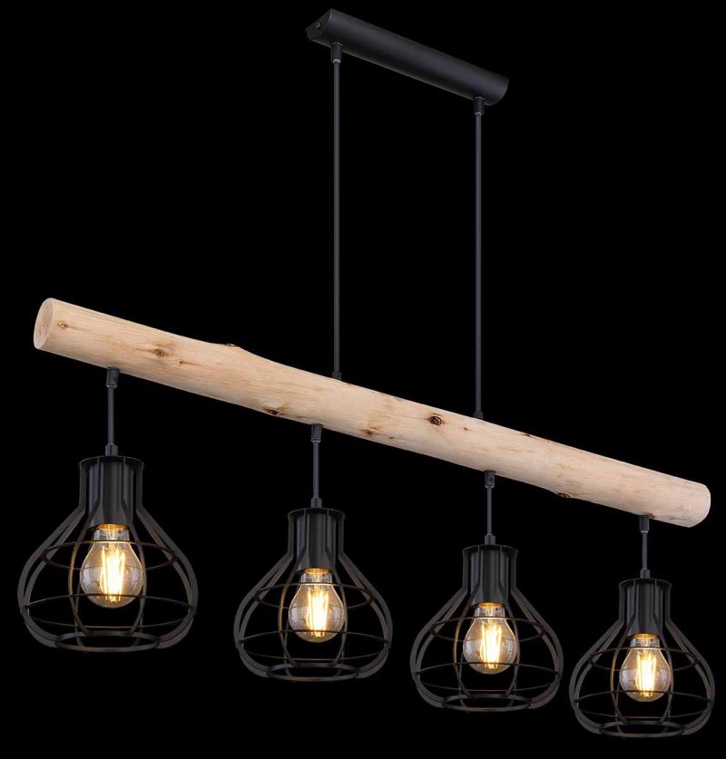Lámpara colgante rural de metal negro Globo Clastra - Imagen 4