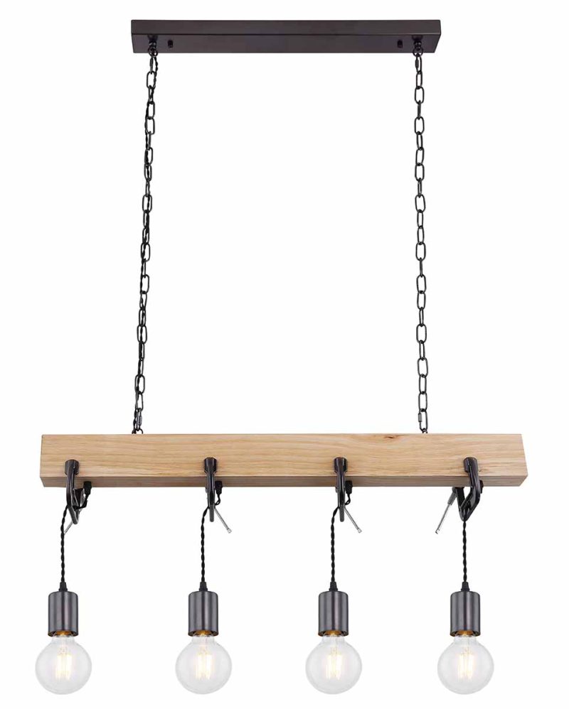 Lámpara colgante rural de metal negro Globo Ludi - Imagen 2