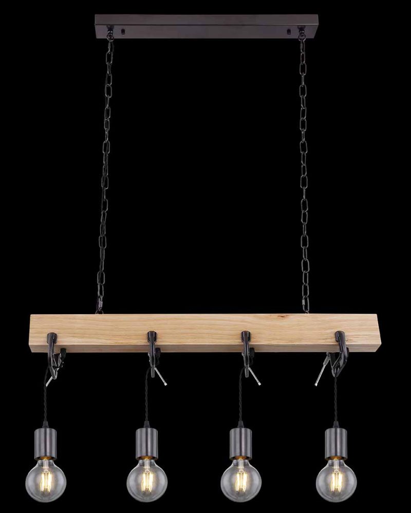 Lámpara colgante rural de metal negro Globo Ludi - Imagen 5