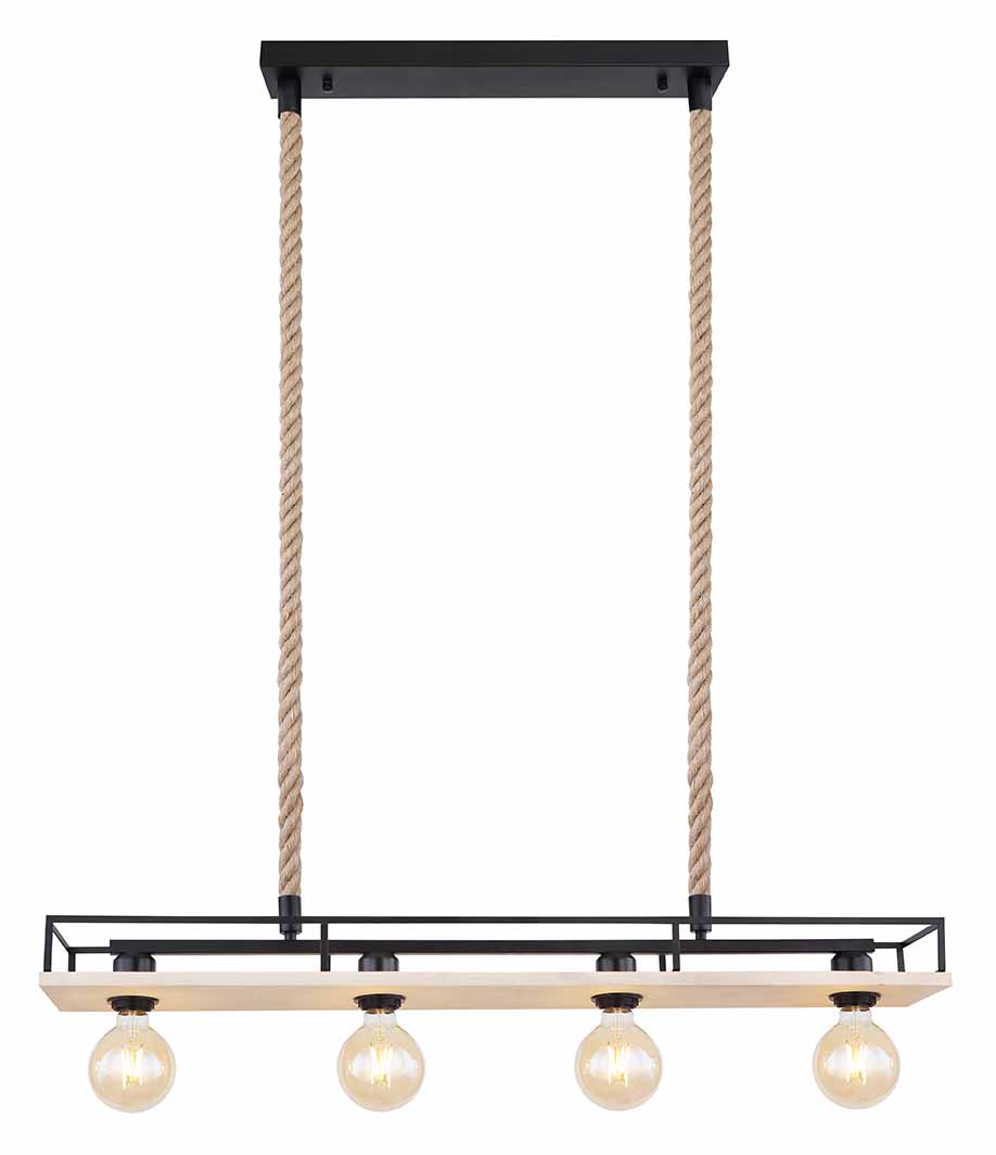 Lámpara colgante rural de metal negro Globo Trixi - Imagen 2