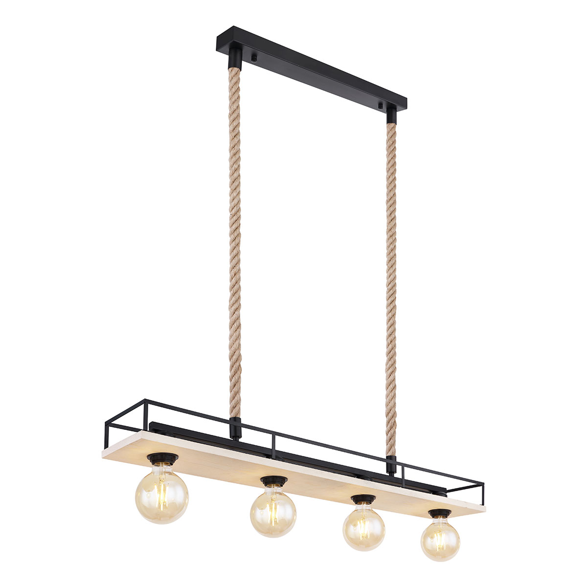 Lámpara colgante rural de metal negro Globo Trixi