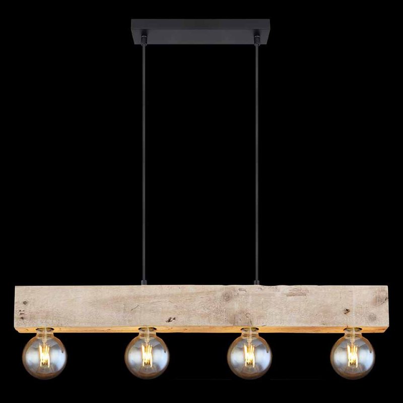 Lámpara colgante rural larga de metal negro Globo Adalie - Imagen 5