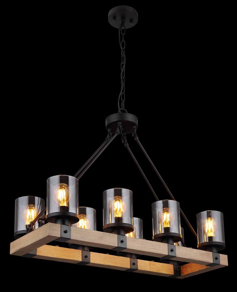 Lámpara colgante rural negra rectangular Globo Lila - Imagen 4