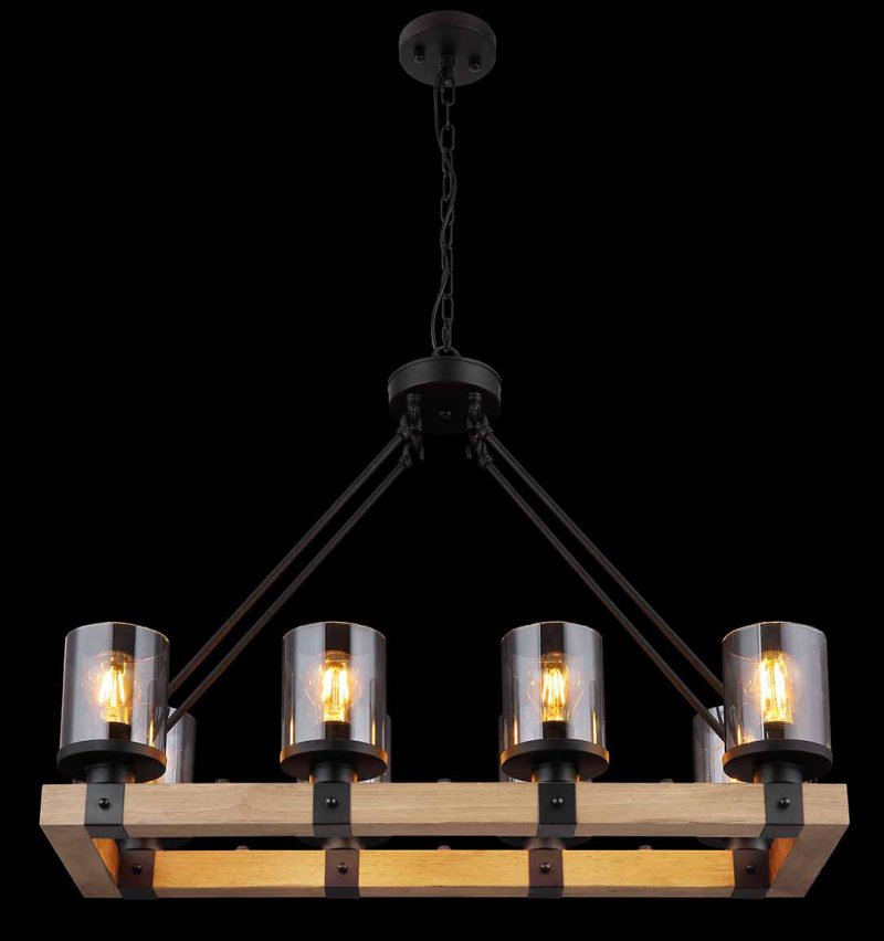 Lámpara colgante rural negra rectangular Globo Lila - Imagen 5