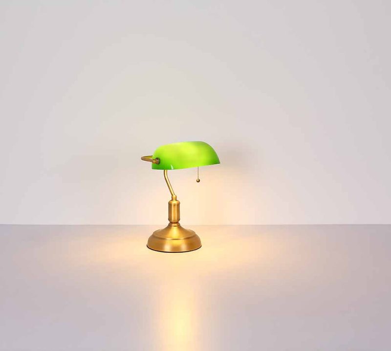 Lámpara de mesa clásica verde de latón y metal Globo Antique - Imagen 4