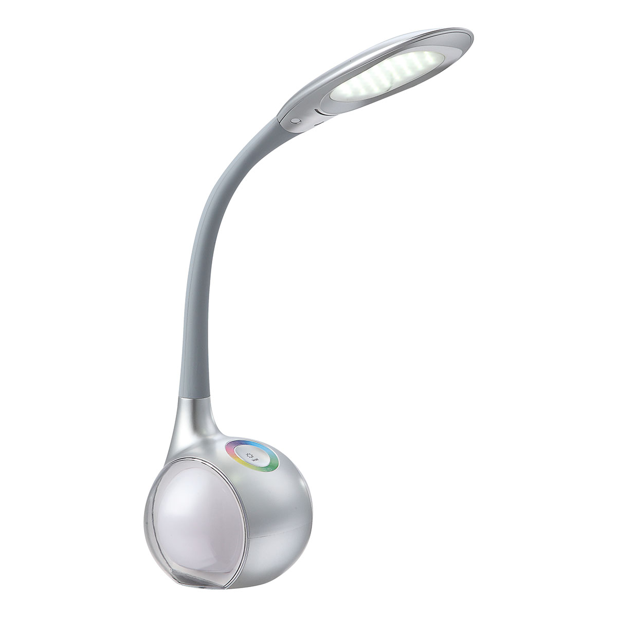 Lámpara de mesa color plata de plástico/acrílico Globo Tarron