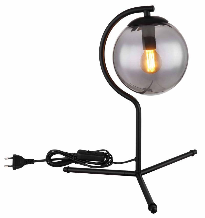 Lámpara de mesa moderna de metal negro Globo Porry - Imagen 3