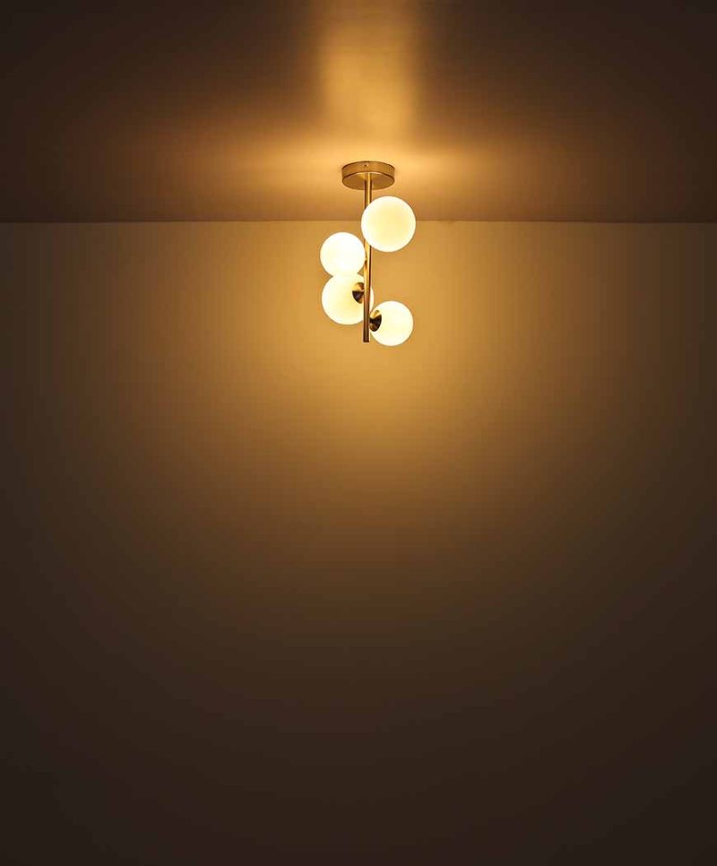 Lámpara de mesa níquel vertical 4 pantalla de cristal opal Globo Riha - Imagen 3