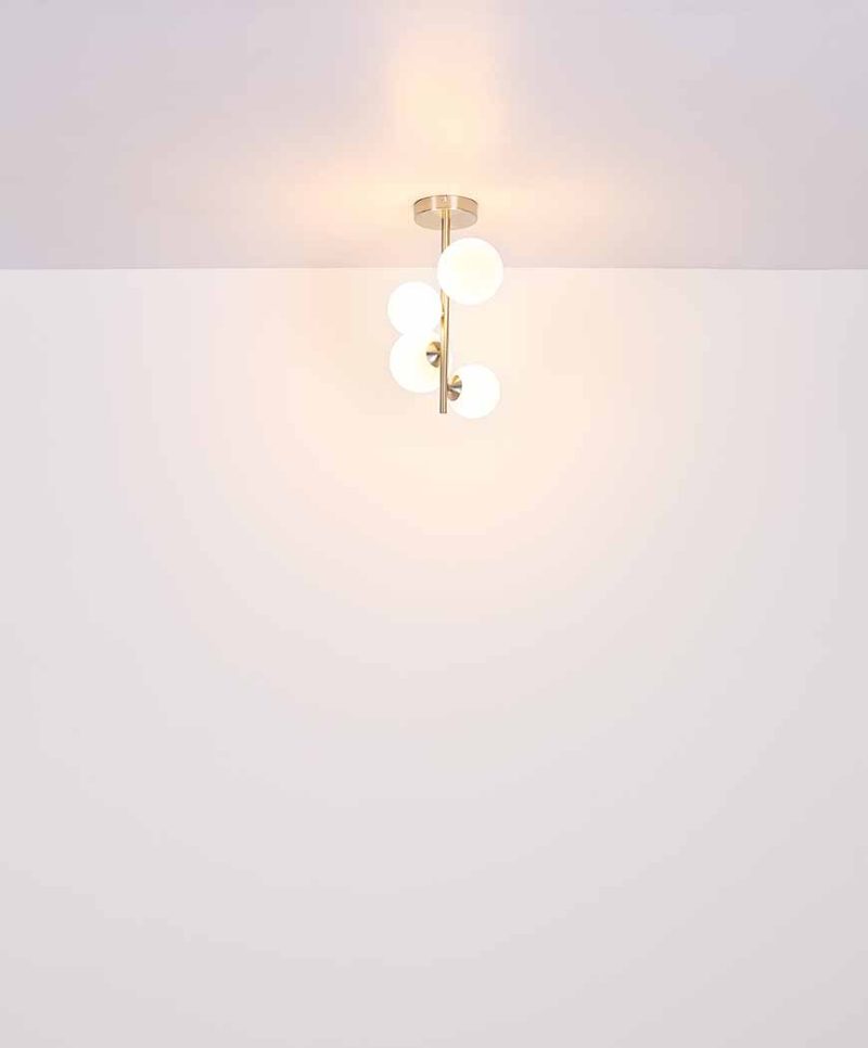 Lámpara de mesa níquel vertical 4 pantalla de cristal opal Globo Riha - Imagen 4