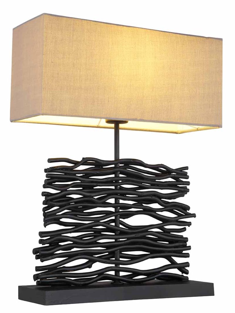 Lámpara de mesa rural negra de madera Globo Jamie - Imagen 4