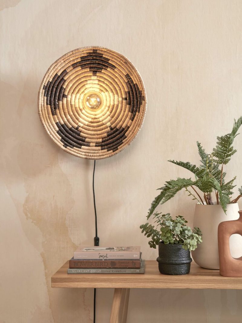 Lámpara de pared boho de esparto natural/negro GOOD&MOJO Andros - Imagen 3