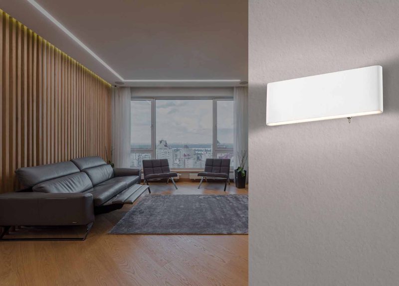 Lámpara de pared moderna blanca rectangular Globo Siegfried - Imagen 2