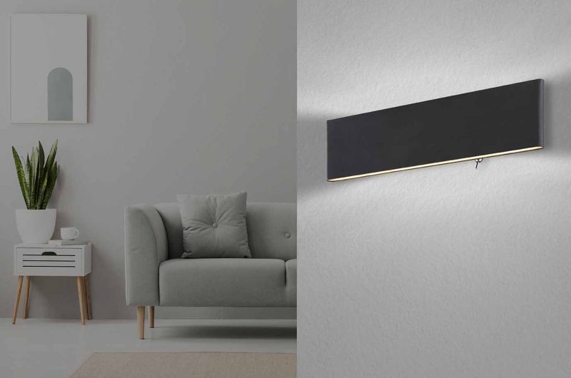 Lámpara de pared moderna negra de aluminio Globo Siegfried - Imagen 3