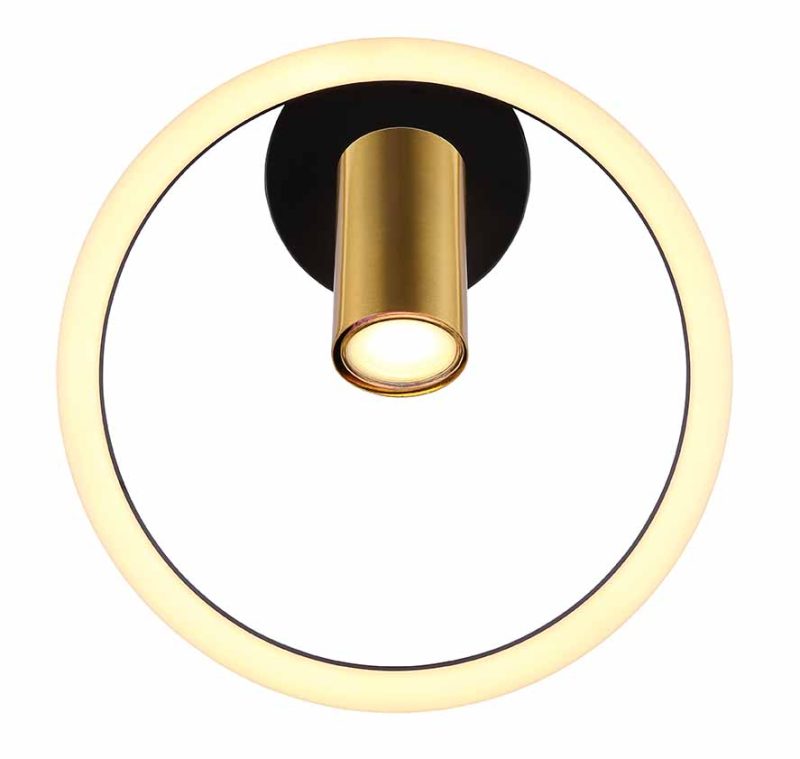 Lámpara de pared negro-dorada con espejo Globo Marrie - Imagen 2