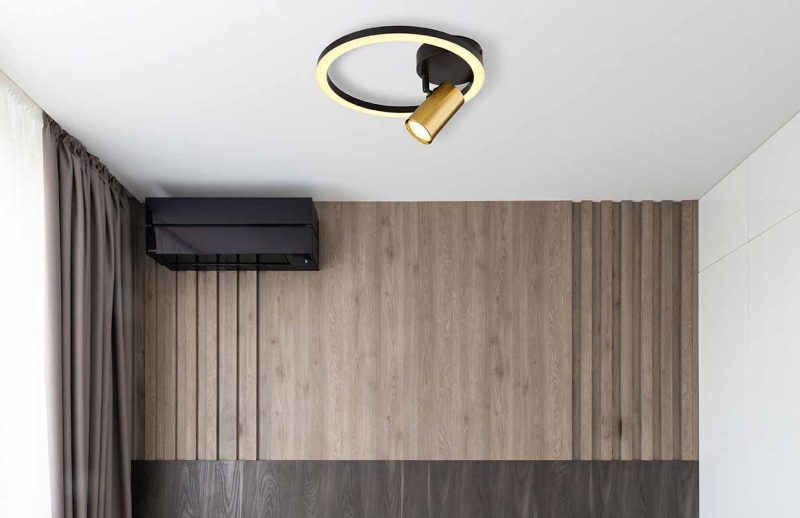 Lámpara de pared negro-dorada con espejo Globo Marrie - Imagen 3
