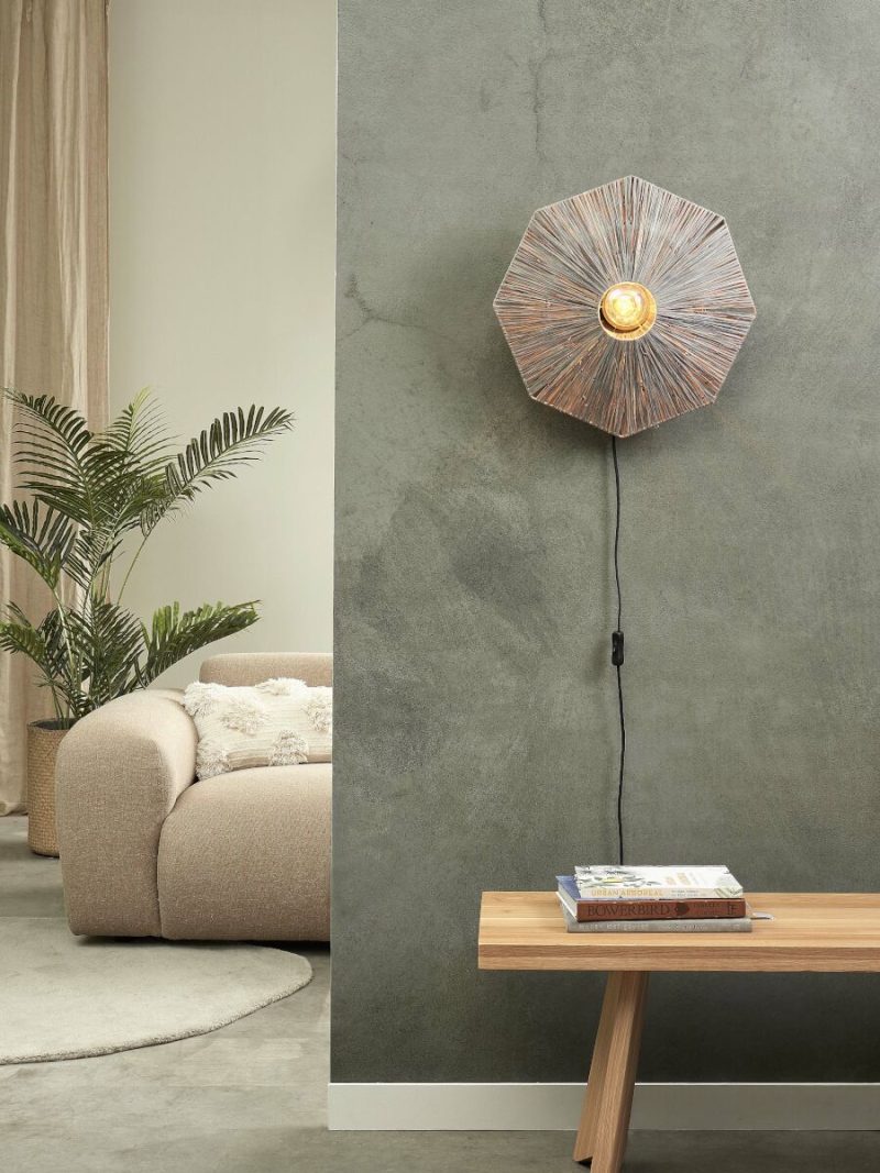 Lámpara de pared octogonal rafia gris GOOD&MOJO Panama - Imagen 5