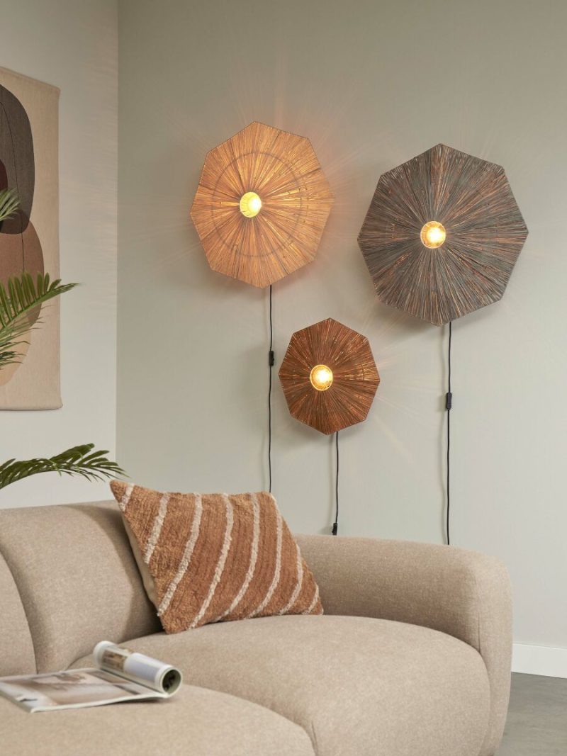 Lámpara de pared rafia natural octogonal L GOOD&MOJO Panama - Imagen 3