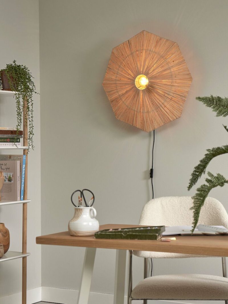 Lámpara de pared rafia natural octogonal L GOOD&MOJO Panama - Imagen 4