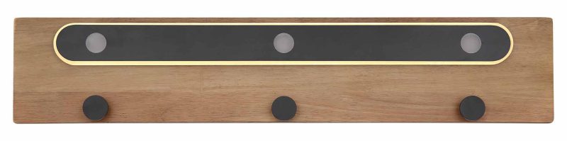 Lámpara de pared rectangular negra perchero metal/madera Globo Chasey - Imagen 2