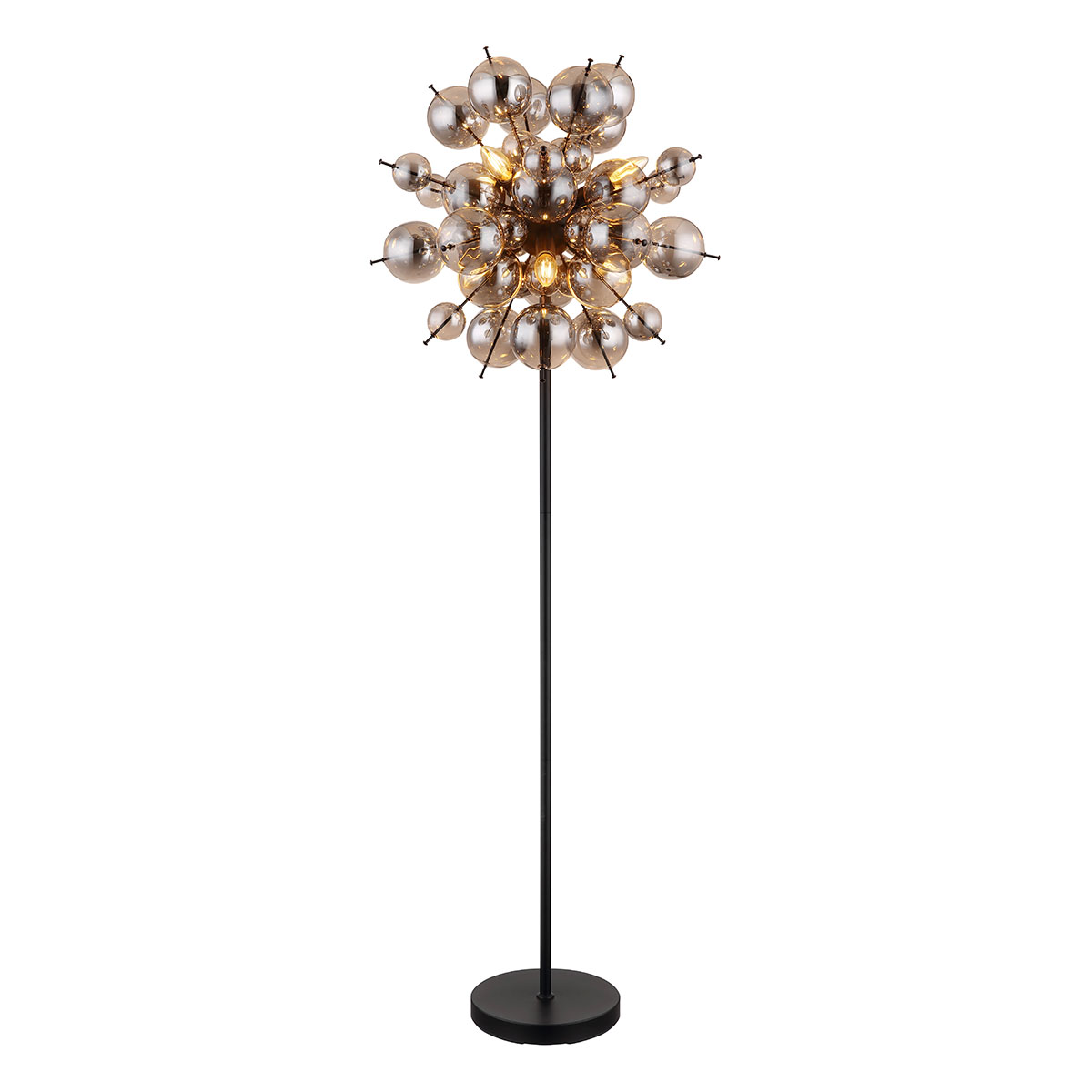 Lámpara de pie Art Déco de metal negro Globo Udo