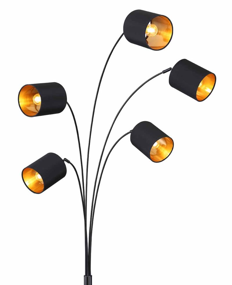 Lámpara de pie diseño de 5 luces negra Globo Kaddy - Imagen 2