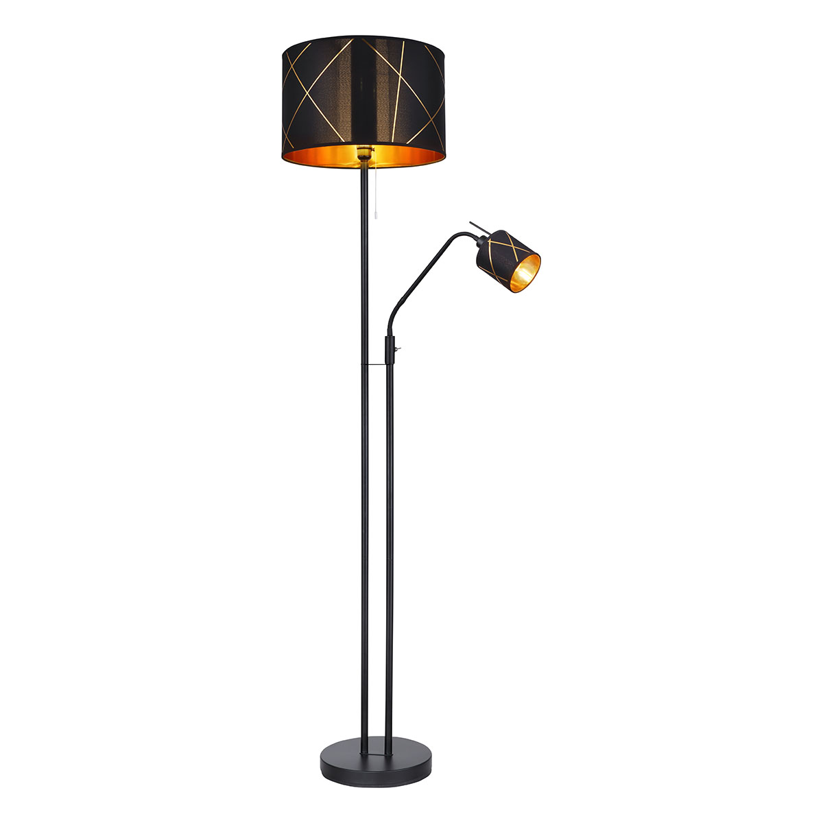 Lámpara de pie retro de metal negro Globo Bemmo