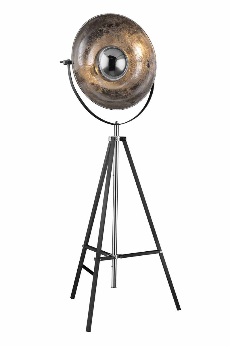 Lámpara de pie trípode gris/cromo pantalla de cúpula Globo Xirena - Imagen 2