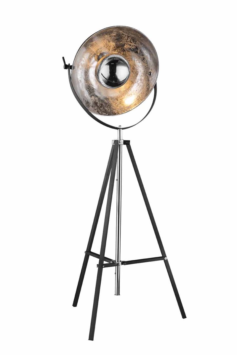 Lámpara de pie trípode gris/cromo pantalla de cúpula Globo Xirena - Imagen 3