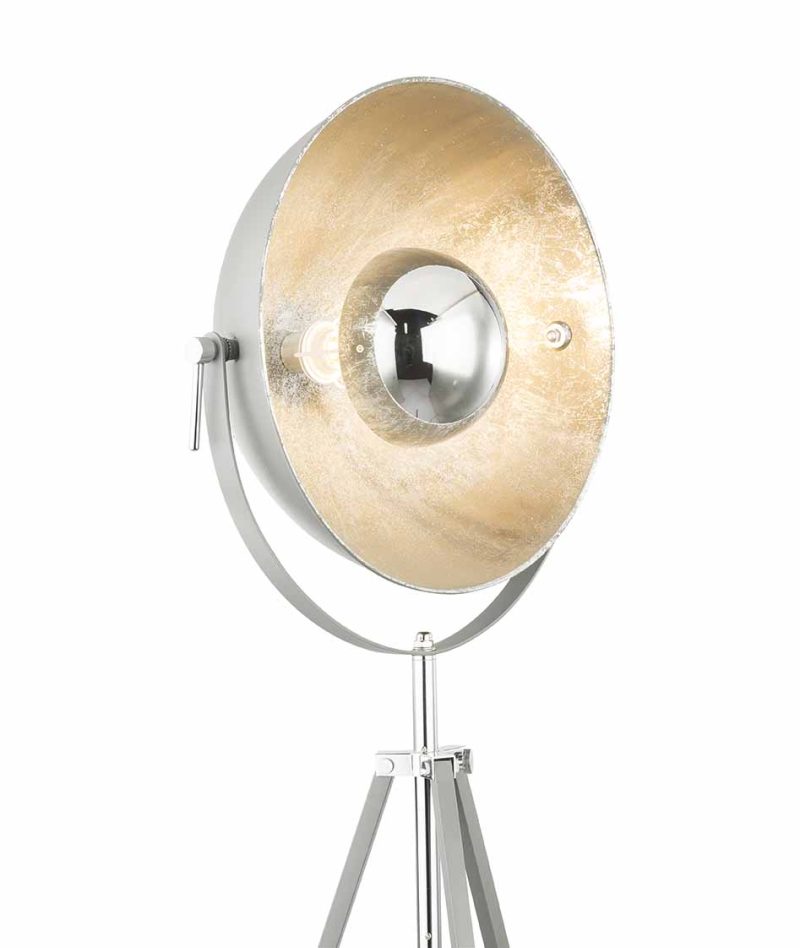 Lámpara de pie trípode gris/cromo pantalla de cúpula Globo Xirena - Imagen 4