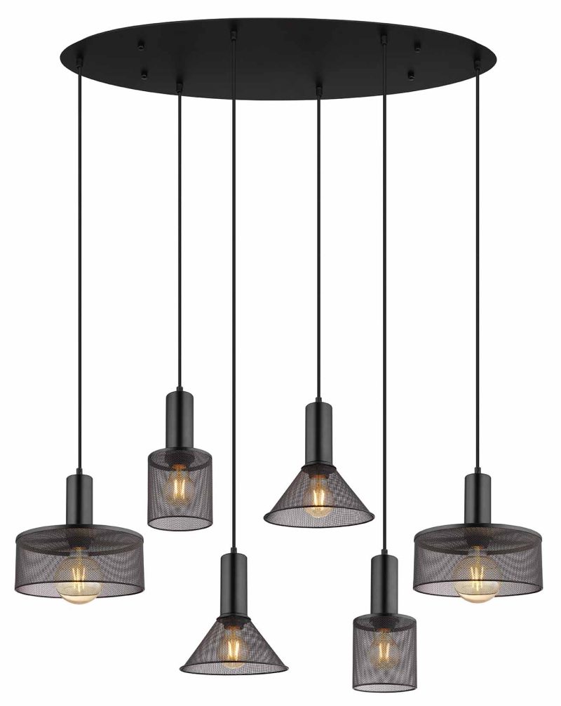 Lámparas colgantes retro negras de metal Globo Jedd - Imagen 2