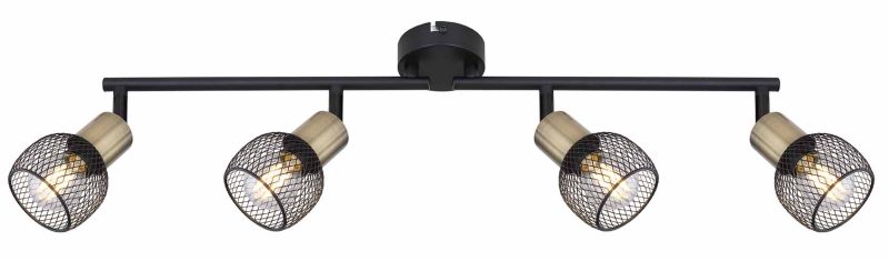 Spot alargado de 4 luces negro/latón Globo Fiastra - Imagen 2