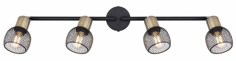 Spot alargado de 4 luces negro/latón Globo Fiastra - Imagen 3