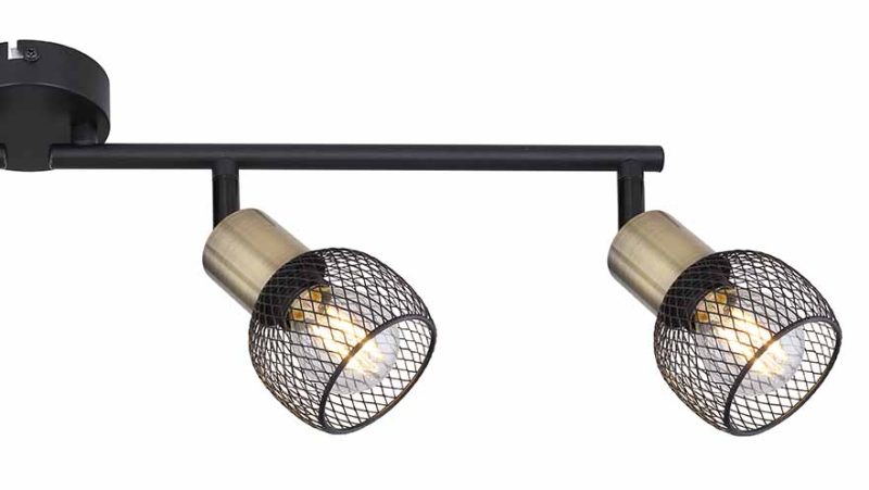 Spot alargado de 4 luces negro/latón Globo Fiastra - Imagen 4