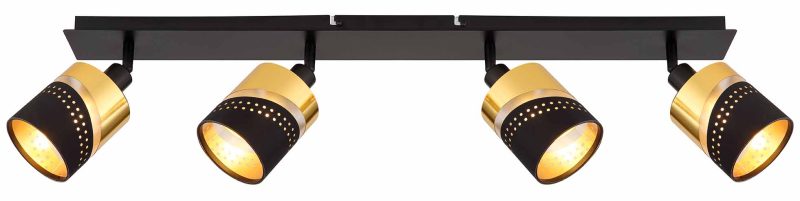 Spot alargado de 4 luces negro/oro Globo Or - Imagen 2