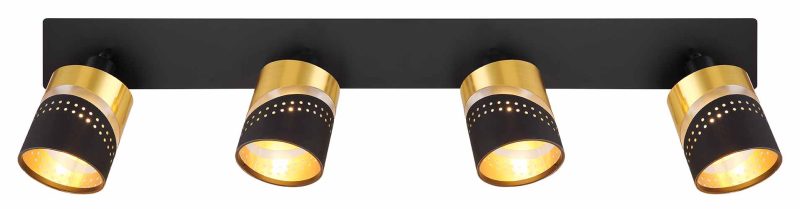 Spot alargado de 4 luces negro/oro Globo Or - Imagen 3