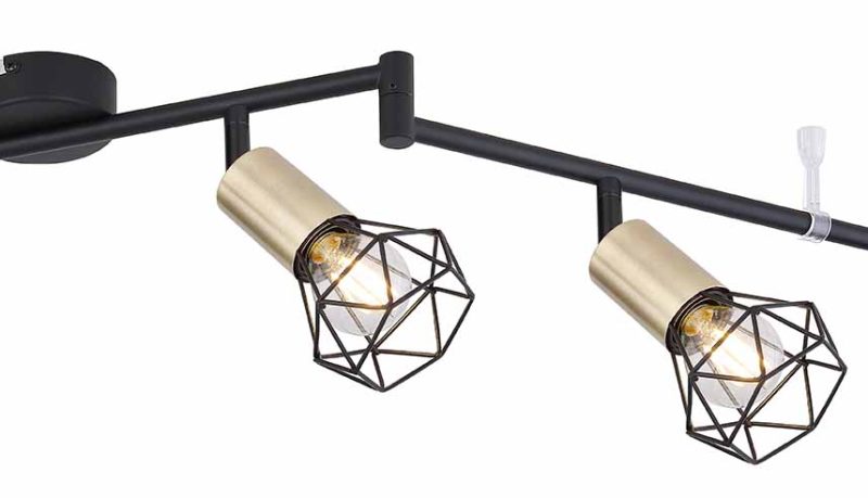 Spot con capucha de rejilla negro/latón de 6 luces Globo Xara I - Imagen 2
