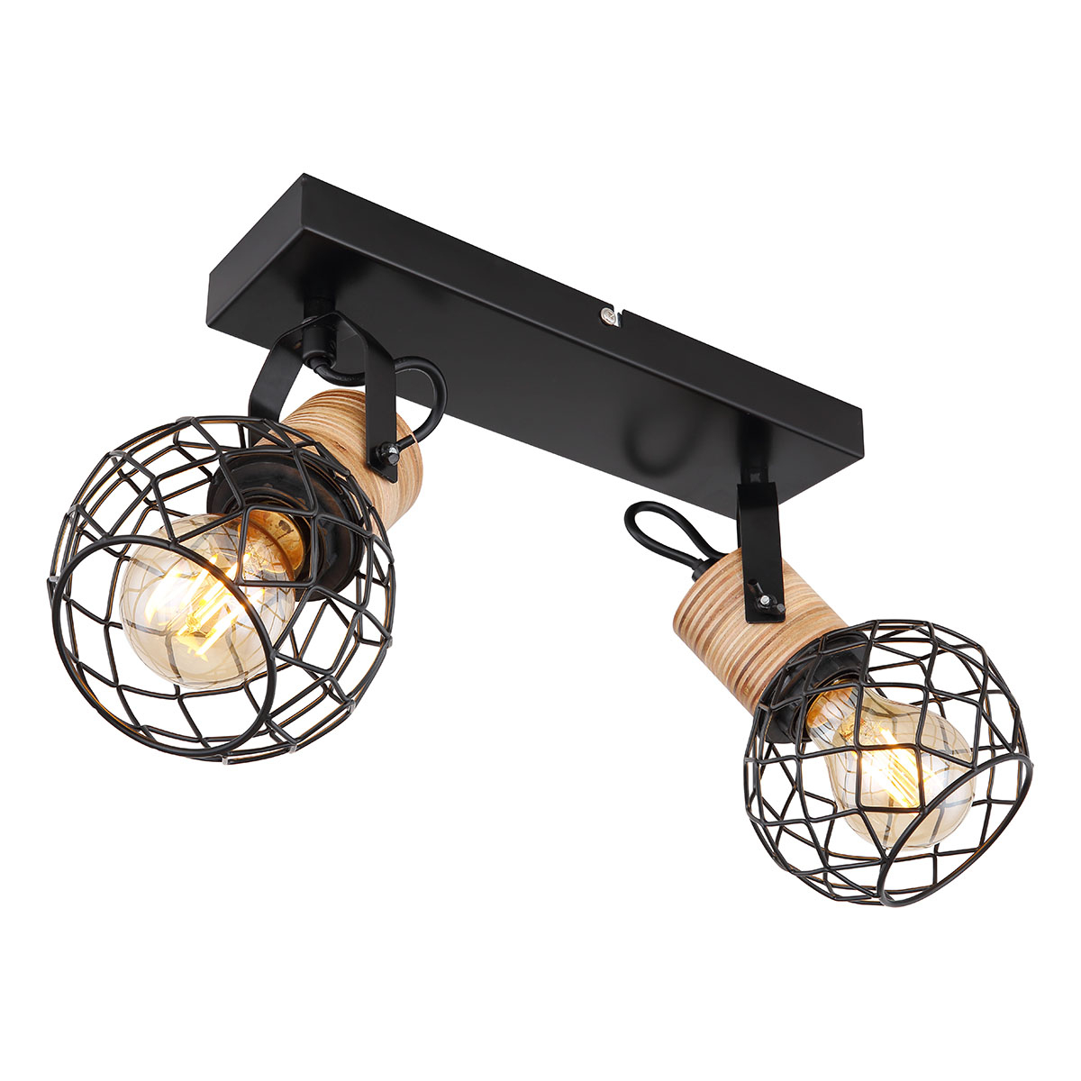 Spot de 2 luces con capucha de rejilla negro/marrón Globo Lacky
