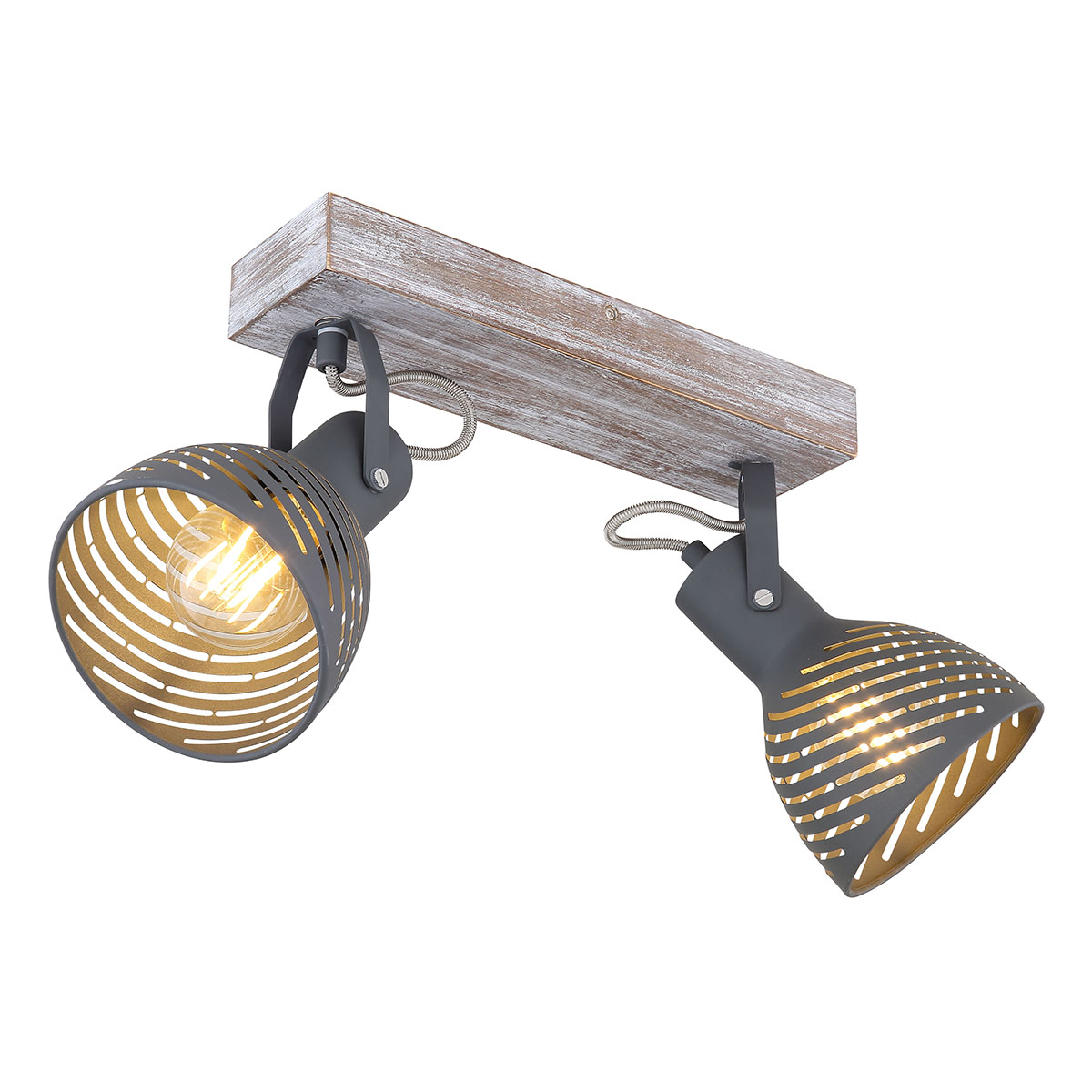 Spot de 2 luces madera/metal gris Globo Mori