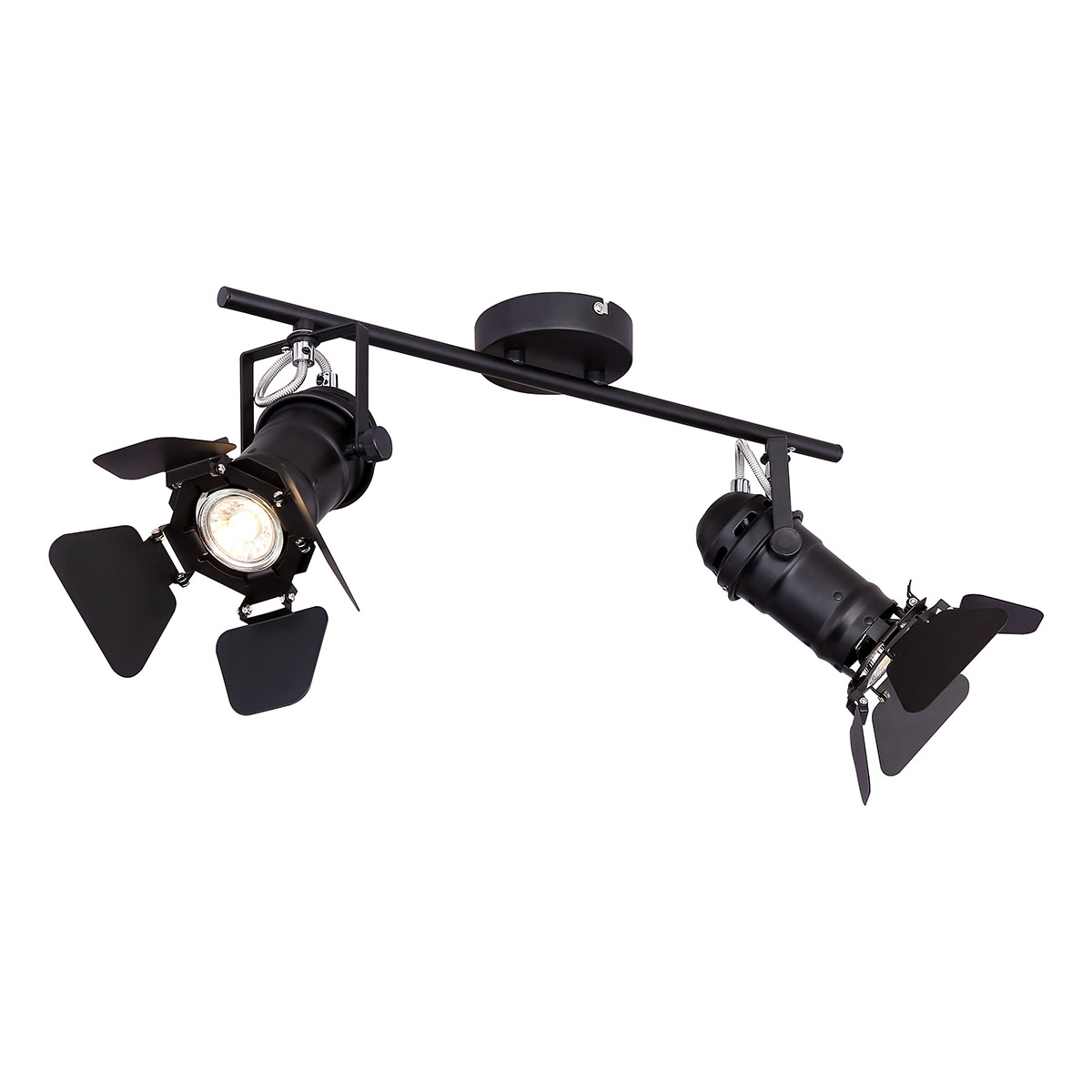 Spot de 2 luces negro proyector de cine industrial Globo Egon