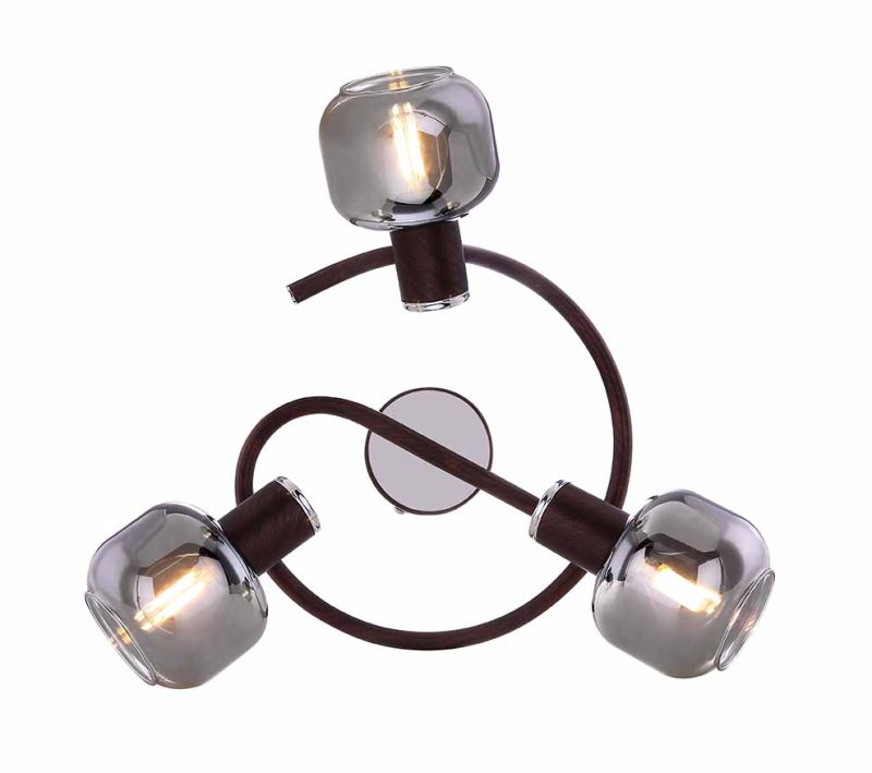 Spot de 3 luces bronce metal/cristal ahumado Globo Pallo - Imagen 3