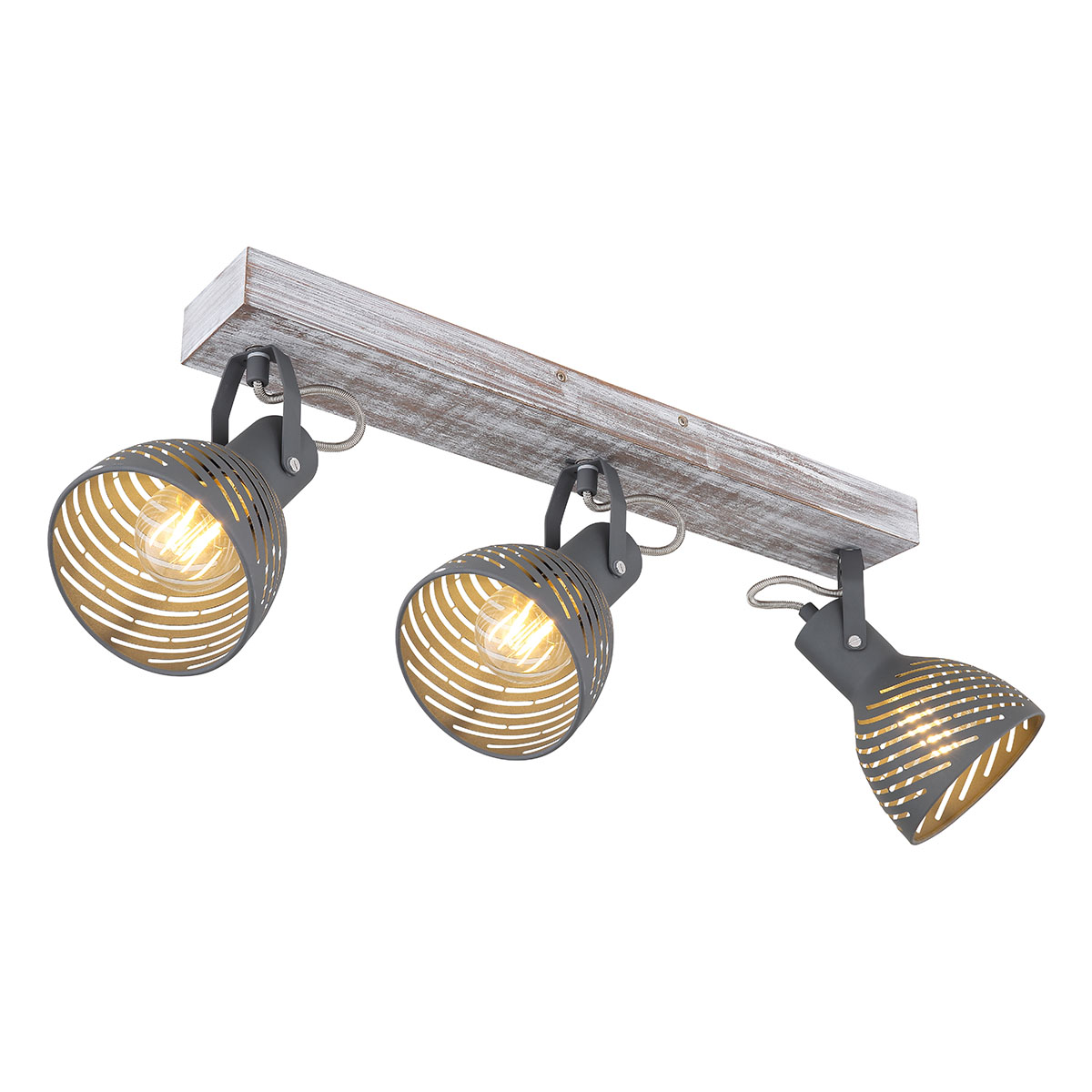 Spot de 3 luces gris madera/metal Globo Mori