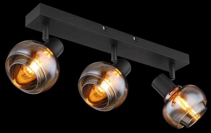 Spot de 3 luces negro ámbar/cristal ahumado Globo Tokki - Imagen 4