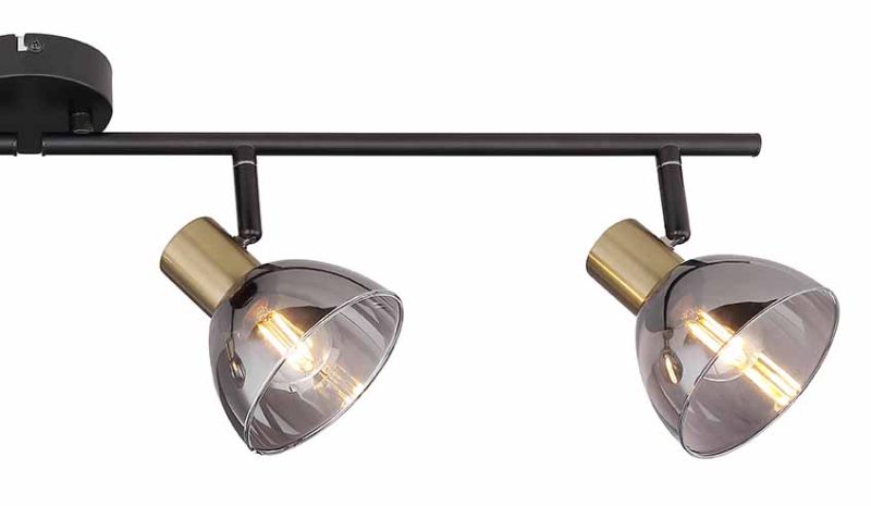 Spot de 4 luces cristal ahumado negro/latón Globo Jay - Imagen 4