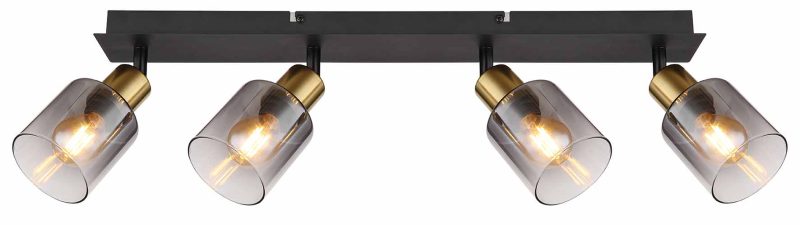 Spot de 4 luces cristal ahumado negro/oro Globo Hollsy - Imagen 2