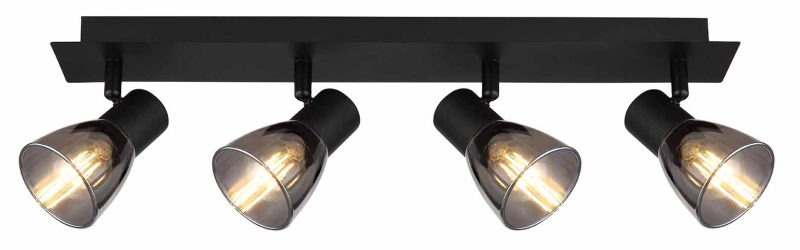 Spot de 4 luces negro cristal ahumado Globo Claude - Imagen 2