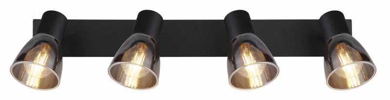 Spot de 4 luces negro cristal ahumado Globo Claude - Imagen 3