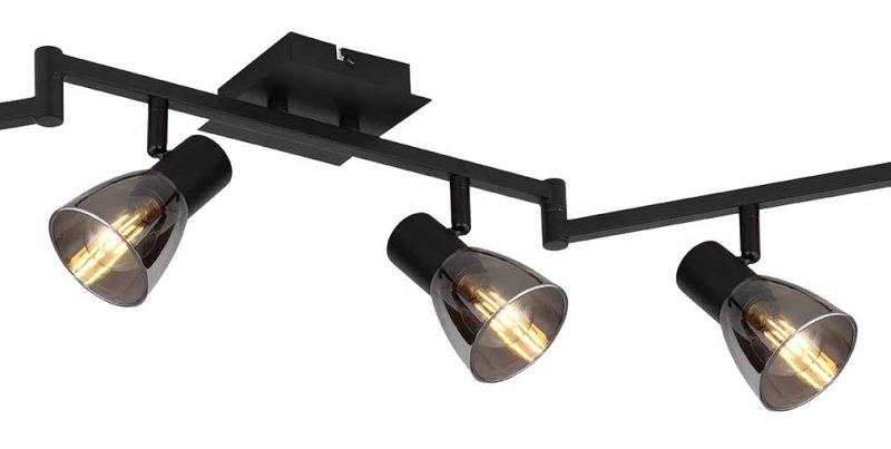 Spot de 6 luces negro cristal ahumado Globo Claude - Imagen 2