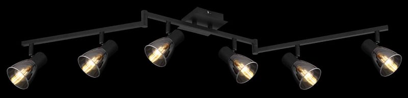 Spot de 6 luces negro cristal ahumado Globo Claude - Imagen 3