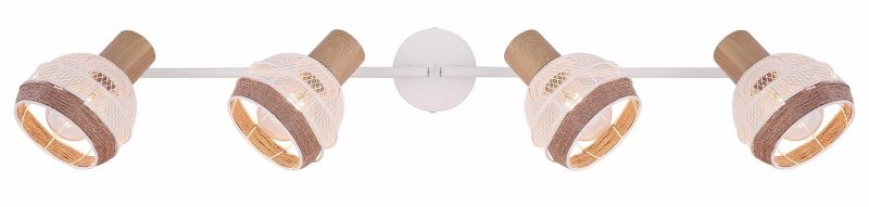 Spot escandinavo de 4 luces blanco/natural con tejido de cáñamo Globo Widy - Imagen 3
