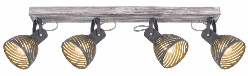 Spot gris de madera/metal de 4 luces Globo Mori - Imagen 2